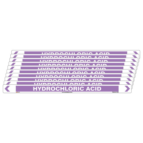 Hydrochloric Acid Pipe Marker - 475 x 31mm - Pack of 10 Hydrochloric Acid Pipe Marker - 475 x 31mm - Pack of 10