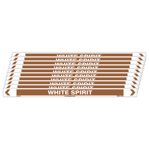 White Spirit Pipe Marker - 475 x 31mm - Pack of 10 White Spirit Pipe Marker - 475 x 31mm - Pack of 10