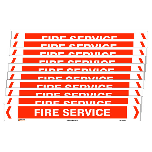 Fire Service Pipe Marker - 475 x 60mm - Pack of 10 