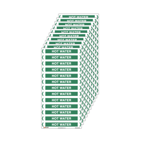 Hot Water Pipe Marker - 200 x 100mm - Pack of 10 Hot Water Pipe Marker - 200 x 100mm - Pack of 10