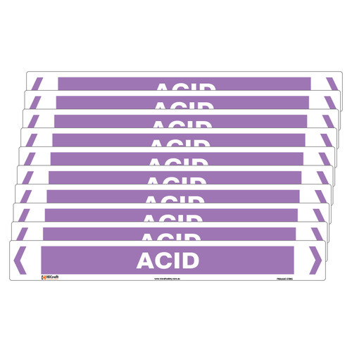 Acid Pipe Marker - 475 x 60mm - Pk 10 Acid Pipe Marker - 475 x 60mm - Pk 10