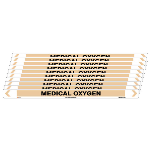 Medical Oxygen Pipe Marker - 475 x 31mm - Pk 10 Medical Oxygen Pipe Marker - 475 x 31mm - Pk 10