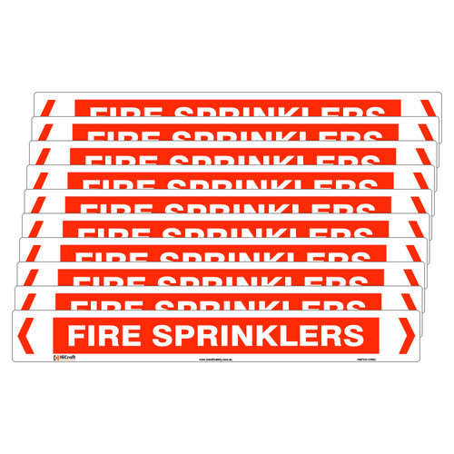 Fire Sprinklers Pipe Marker - 475 x 60mm - Pack of 10 Fire Sprinklers Pipe Marker - 475 x 60mm - Pack of 10