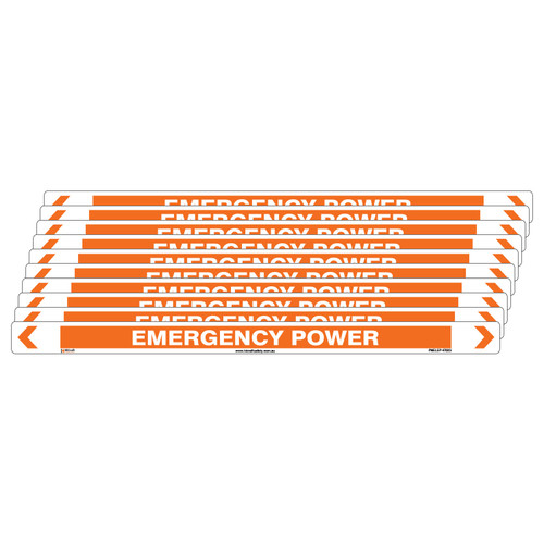 Emergency Power Pipe Marker - 475 x 31mm - Pk 10 Emergency Power Pipe Marker - 475 x 31mm - Pk 10