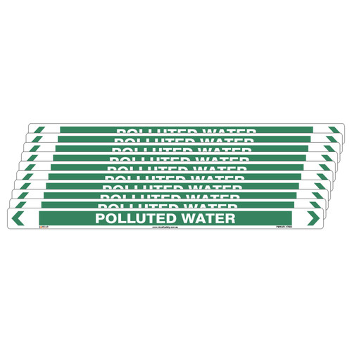 Polluted Water Pipe Marker - 475 x 31mm - Pack of 10 Polluted Water Pipe Marker - 475 x 31mm - Pack of 10