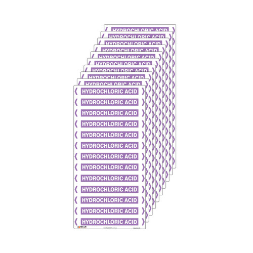 Hydrochloric Acid Pipe Marker - 200 x 100mm - Pk 10 Hydrochloric Acid Pipe Marker - 200 x 100mm - Pk 10