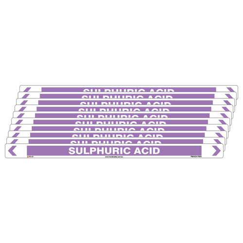 Sulphuric Acid Pipe Marker - 475 x 31mm - Pack of 10 Sulphuric Acid Pipe Marker - 475 x 31mm - Pack of 10