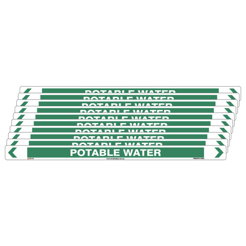 Potable Water Pipe Marker - 475 x 31mm - Pack of 10 Potable Water Pipe Marker - 475 x 31mm - Pack of 10
