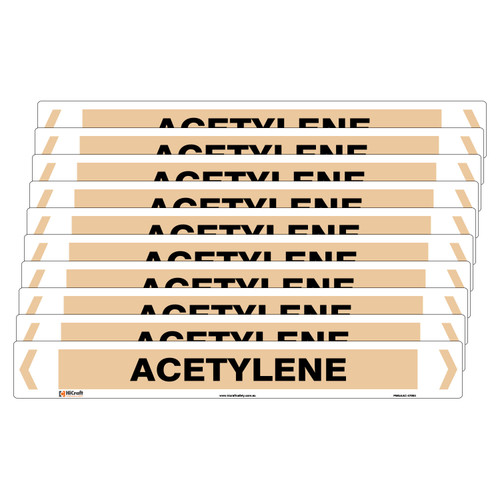 Acetylene Pipe Marker - 475 x 60mm - Pack of 10 Acetylene Pipe Marker - 475 x 60mm - Pack of 10