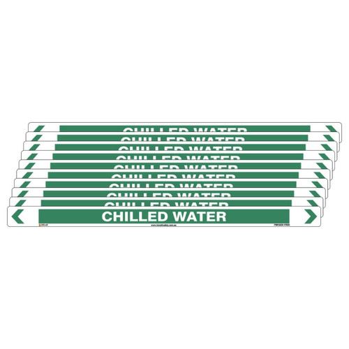 Chilled Water Pipe Marker - 475 x 31mm - Pack of 10 Chilled Water Pipe Marker - 475 x 31mm - Pack of 10