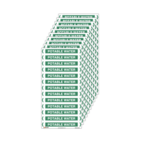 Potable Water Pipe Marker - 200 x 100mm - Pack of 10 Potable Water Pipe Marker - 200 x 100mm - Pack of 10