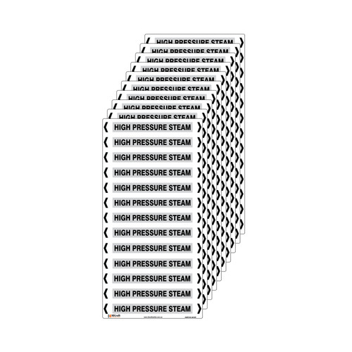 High Pressure Steam Pipe Marker - 200 x 100mm - Pack of 10 High Pressure Steam Pipe Marker - 200 x 100mm - Pack of 10