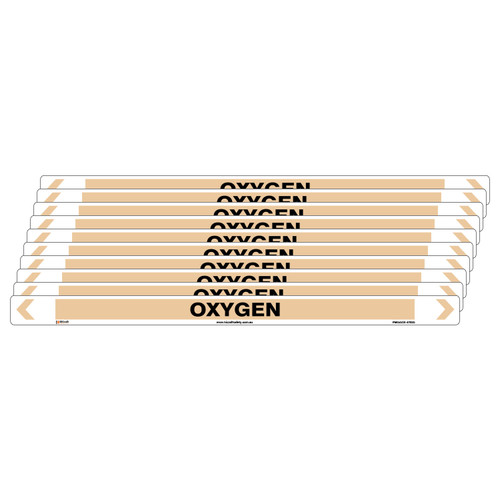 Oxygen Pipe Marker - 475 x 31mm - Pack of 10 Oxygen Pipe Marker - 475 x 31mm - Pack of 10