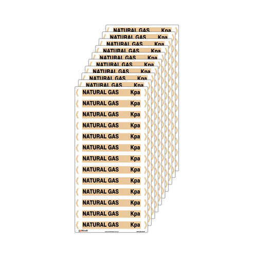 Natural Gas Kpa Pipe Marker - 200 x 100mm - Pack of 10 Natural Gas Kpa Pipe Marker - 200 x 100mm - Pack of 10