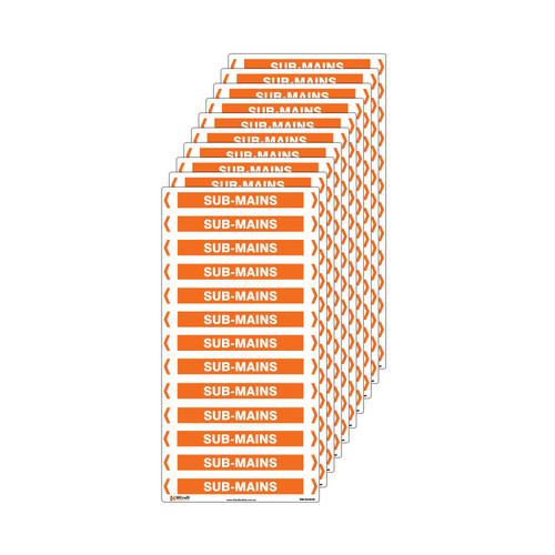 Sub-Mains Pipe Marker - 200 x 100mm - Pack of 10 Sub-Mains Pipe Marker - 200 x 100mm - Pack of 10
