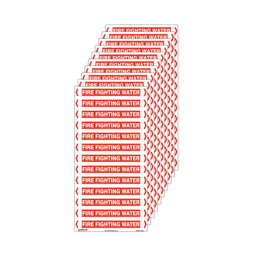 Fire Fighting Water Pipe Marker - 200 x 100mm - Pack of 10 Fire Fighting Water Pipe Marker - 200 x 100mm - Pack of 10