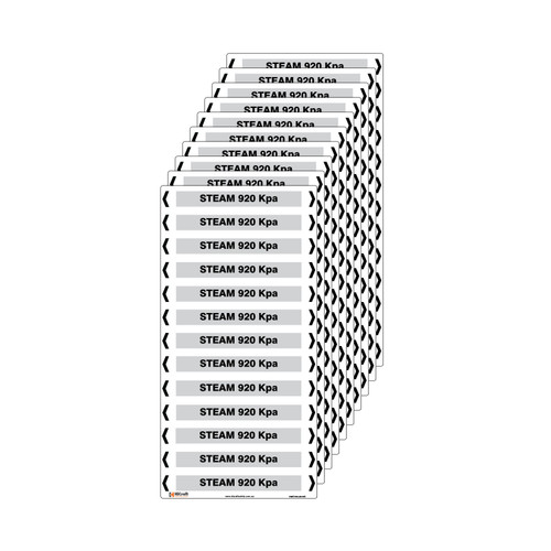Steam 920 Kpa Pipe Marker - 200 x 100mm - Pack of 10 Steam 920 Kpa Pipe Marker - 200 x 100mm - Pack of 10