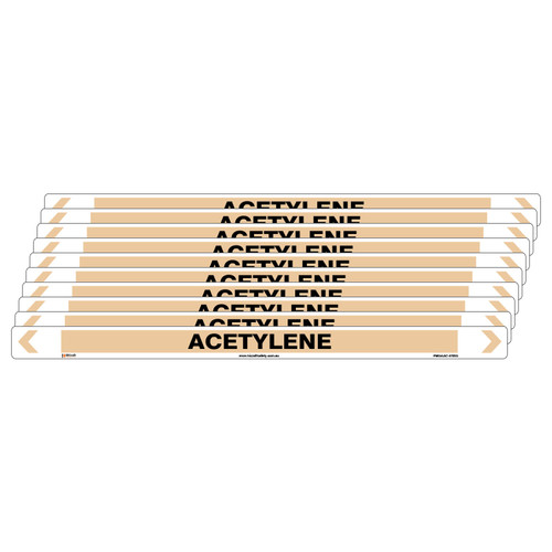 Acetylene Pipe Marker - 475 x 31mm - Pack of 10 Acetylene Pipe Marker - 475 x 31mm - Pack of 10