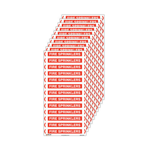 Fire Sprinklers Pipe Marker - 200 x 100mm - Pack of 10 Fire Sprinklers Pipe Marker - 200 x 100mm - Pack of 10