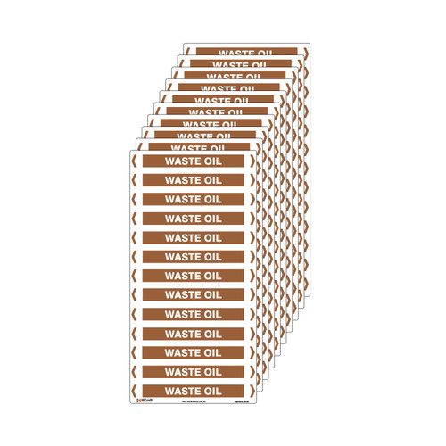 Waste Oil Pipe Marker - 200 x 100mm - Pack of 10 Waste Oil Pipe Marker - 200 x 100mm - Pack of 10