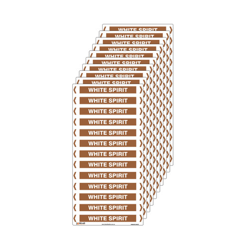 White Spirit Pipe Marker - 200 x 100mm - Pack of 10 