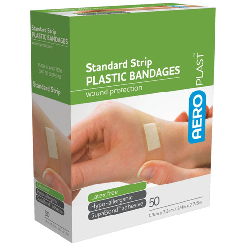 AEROPLAST Plastic Standard Strip 7.2 x 1.9cm Box/50 AEROPLAST Plastic Standard Strip 7.2 x 1.9cm Box/50