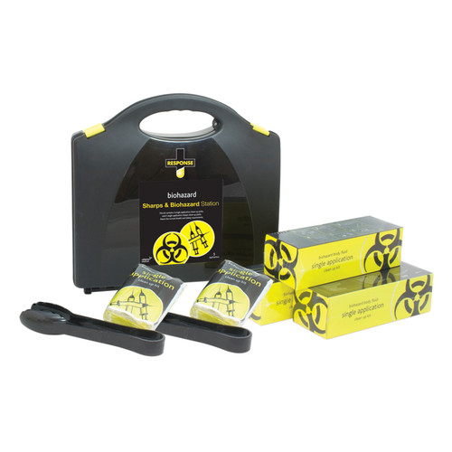 Sharps & Biohazard Station, Plastic Portable Sharps & Biohazard Station, Plastic Portable