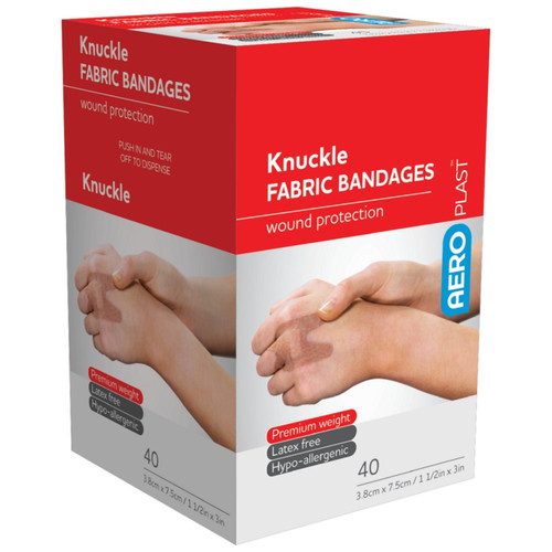 AEROPLAST Premium Fabric Knuckle Dressings 7.5 x 3.8cm Box/40 AEROPLAST Premium Fabric Knuckle Dressings 7.5 x 3.8cm Box/40