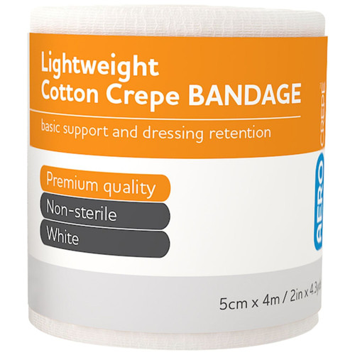 AEROCREPE Light Cotton Crepe Bandage 5cm x 4M Wrap/12 AEROCREPE Light Cotton Crepe Bandage 5cm x 4M Wrap/12