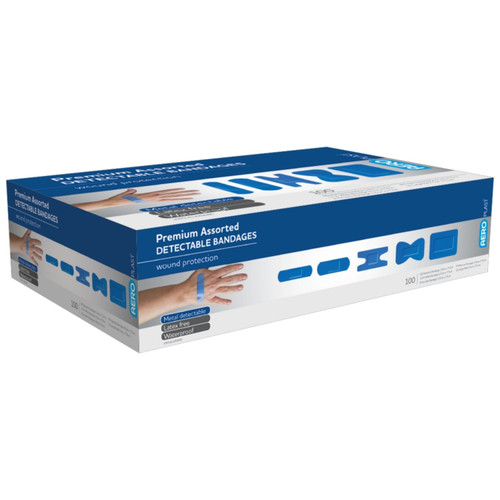 AEROPLAST Premium Detectable Assorted Dressings Box/100 AEROPLAST Premium Detectable Assorted Dressings Box/100