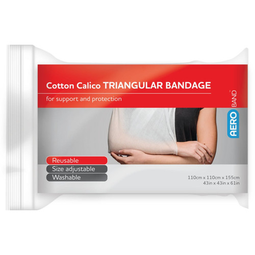 AEROBAND Cotton Calico Triangular Bandage 110 x 110 x 155cm Bag/10 AEROBAND Cotton Calico Triangular Bandage 110 x 110 x 155cm Bag/10