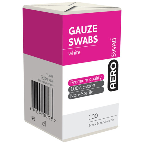 AEROSWAB Non-Sterile White Gauze Swab 5 x 5cm Pack/100 (8PLY) AEROSWAB Non-Sterile White Gauze Swab 5 x 5cm Pack/100 (8PLY)