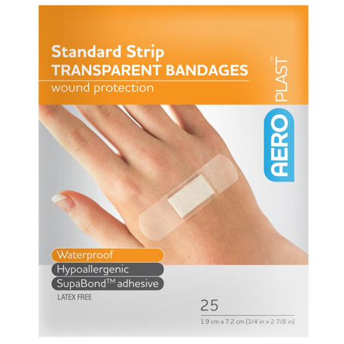 AEROPLAST Transparent Standard Strip 7.2 x 1.9cm Env/25 AEROPLAST Transparent Standard Strip 7.2 x 1.9cm Env/25