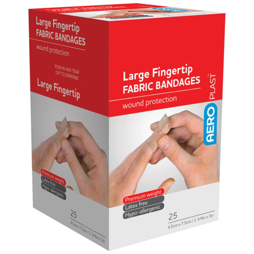 AEROPLAST Premium Fabric Large Fingertip 7.5 x 4.5cm Box/25 AEROPLAST Premium Fabric Large Fingertip 7.5 x 4.5cm Box/25