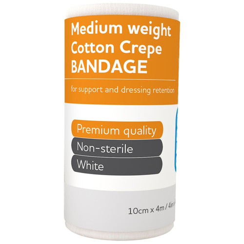 AEROCREPE Medium Cotton Crepe Bandage 10cm x 4M Wrap/12 AEROCREPE Medium Cotton Crepe Bandage 10cm x 4M Wrap/12