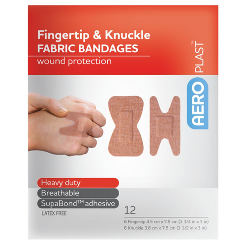 AEROPLAST Premium Fabric Fingertip & Knuckle Dressings Env/12 AEROPLAST Premium Fabric Fingertip & Knuckle Dressings Env/12
