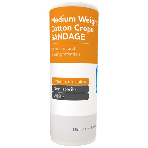 AEROCREPE Medium Cotton Crepe Bandage 15cm x 4M Wrap/12 AEROCREPE Medium Cotton Crepe Bandage 15cm x 4M Wrap/12