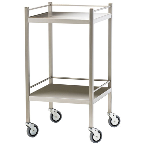 Small Stainless Steel Trolley with Rails 50 x 50 x 97cm Small Stainless Steel Trolley with Rails 50 x 50 x 97cm