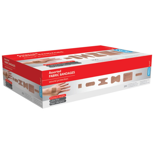 AEROPLAST Premium Fabric Assorted Dressings Box/100 AEROPLAST Premium Fabric Assorted Dressings Box/100