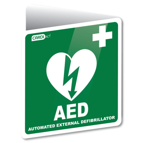 CARDIACT Poly AED Angle Bracket Sign 22.5 x 22.5cm 