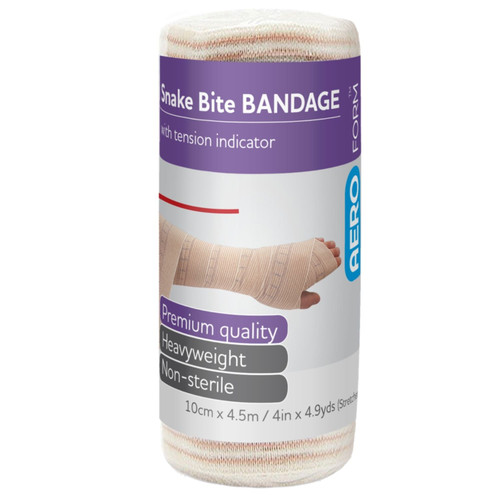 AEROFORM Short Snake Bite Bandage with Indicator 10cm x 4.5M Wrap/12 AEROFORM Short Snake Bite Bandage with Indicator 10cm x 4.5M Wrap/12