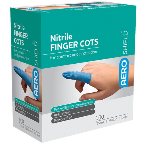 AEROSHIELD X-Large Nitrile Finger Cots Box/100 AEROSHIELD X-Large Nitrile Finger Cots Box/100