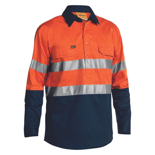 Bisley Hi Vis 3M Taped Closed Front Cool Lightweight Long Sleeve Shirt Bisley Hi Vis 3M Taped Closed Front Cool Lightweight Long Sleeve Shirt