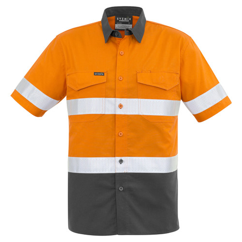Syzmik Hi Vis Mens Rugged Cooling Taped Short Sleeve Shirt Syzmik Hi Vis Mens Rugged Cooling Taped Short Sleeve Shirt