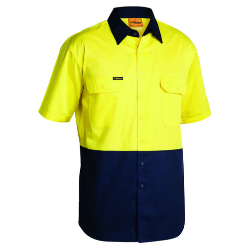 Bisley Hi Vis Cool Lightweight Drill Short Sleeve Shirt Bisley Hi Vis Cool Lightweight Drill Short Sleeve Shirt