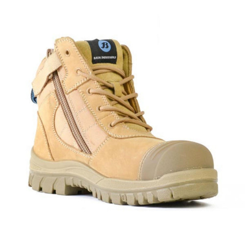 Bata Zippy Nubuck Zip/Lace Up Safety Boot - Wheat Bata Zippy Nubuck Zip/Lace Up Safety Boot - Wheat