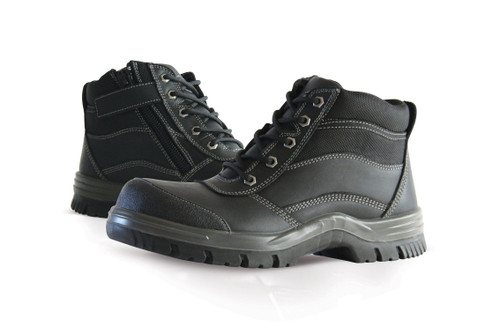 Bata Zippy Nubuck Zip/Lace Up Safety Boot - Black Bata Zippy Nubuck Zip/Lace Up Safety Boot - Black