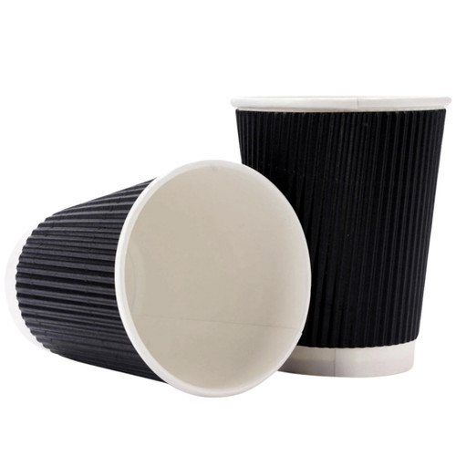 8OZ Black Ripple Wrap Paper Cup - Carton 500 8OZ Black Ripple Wrap Paper Cup - Carton 500