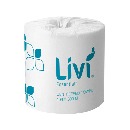 Livi Essentials Centrefeed Hand Towel Roll 1 Ply 300m - Carton of 4 Rolls Livi Essentials Centrefeed Hand Towel Roll 1 Ply 300m - Carton of 4 Rolls
