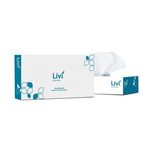 Livi Essentials Hypoallergenic Facial Tissues 2 Ply 100 Sheets - Carton of 48 Boxes Livi Essentials Hypoallergenic Facial Tissues 2 Ply 100 Sheets - Carton of 48 Boxes